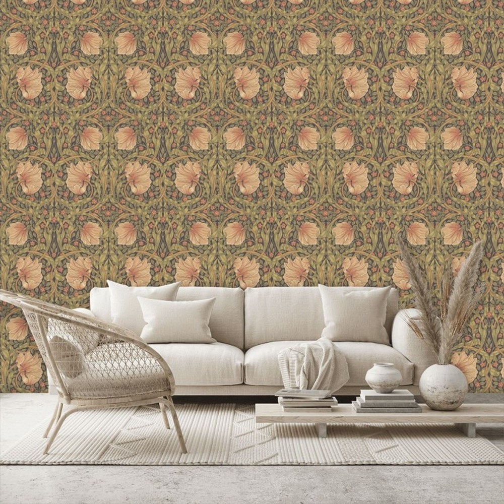 Pimpernel Wallpaper 210387 by Morris & Co in Bullrush Russet